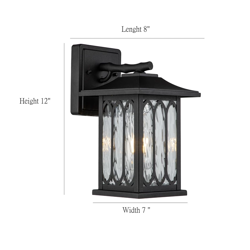 Coupon β ELE Light & Decor Windfall Farmhouse 1-Light Wall Lantern Sconces 12-in Textured Glass Matte Black π - Image 7