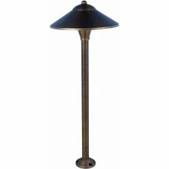 Flash Sale ❤️ Maklaine 9" Round Metal Path Post Lantern In Antique Brass Finish 🎁