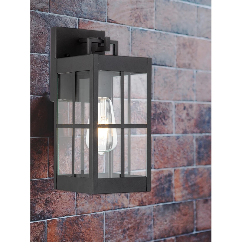 Cheap π€© ELE Light & Decor Amara Transitional Outdoor Wall Sconces 13-in Clear Glass Matte Black π€© - Image 9