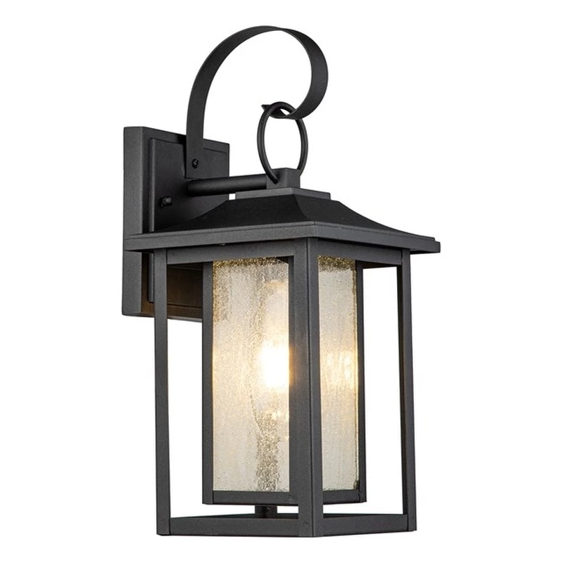 New β ELE Light & Decor Pearl Textured Seedy Glass 1-Light Outdoor Lantern Sconce 11-in Matte Black β