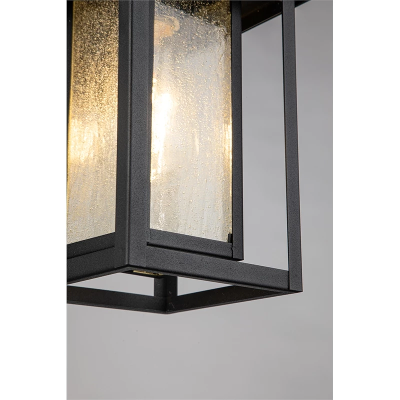 New β ELE Light & Decor Pearl Textured Seedy Glass 1-Light Outdoor Lantern Sconce 11-in Matte Black β - Image 10