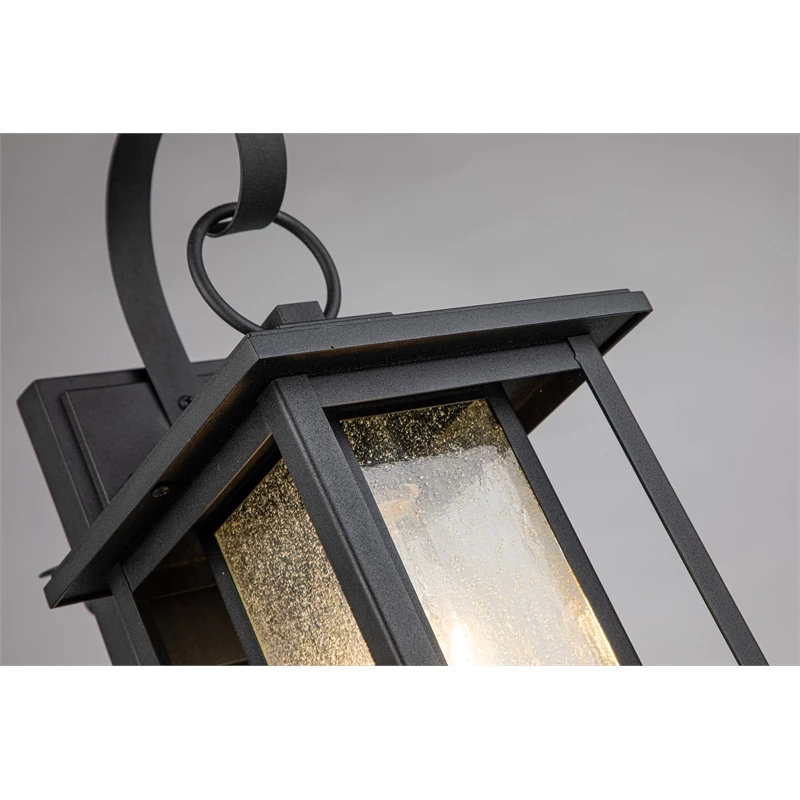 New β ELE Light & Decor Pearl Textured Seedy Glass 1-Light Outdoor Lantern Sconce 11-in Matte Black β - Image 5