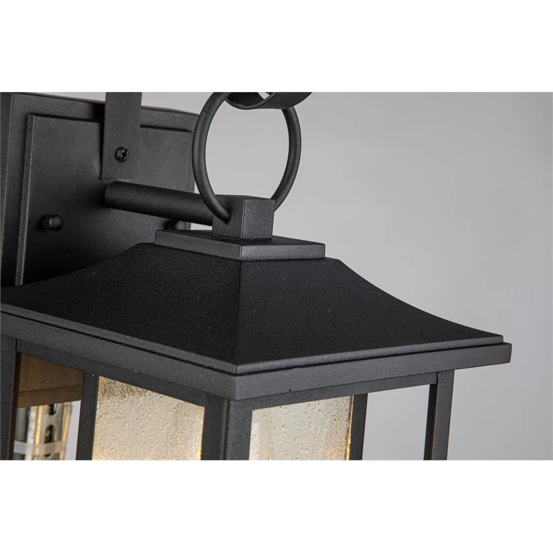 New β ELE Light & Decor Pearl Textured Seedy Glass 1-Light Outdoor Lantern Sconce 11-in Matte Black β - Image 9